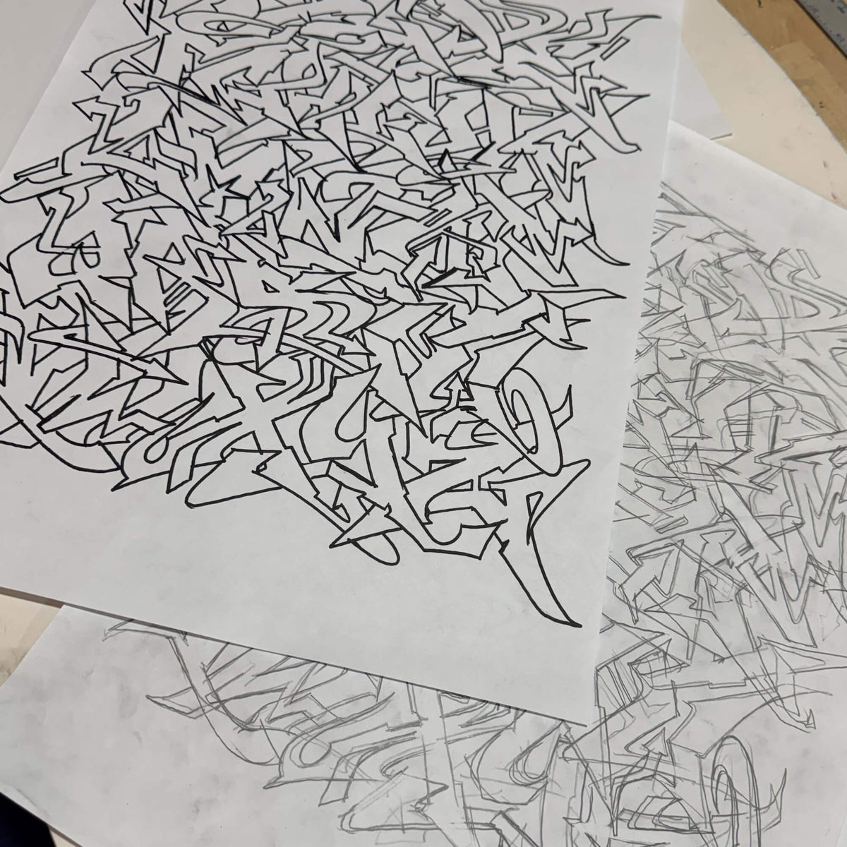 Silver leaf wild style graffiti Alphabet - Framed
