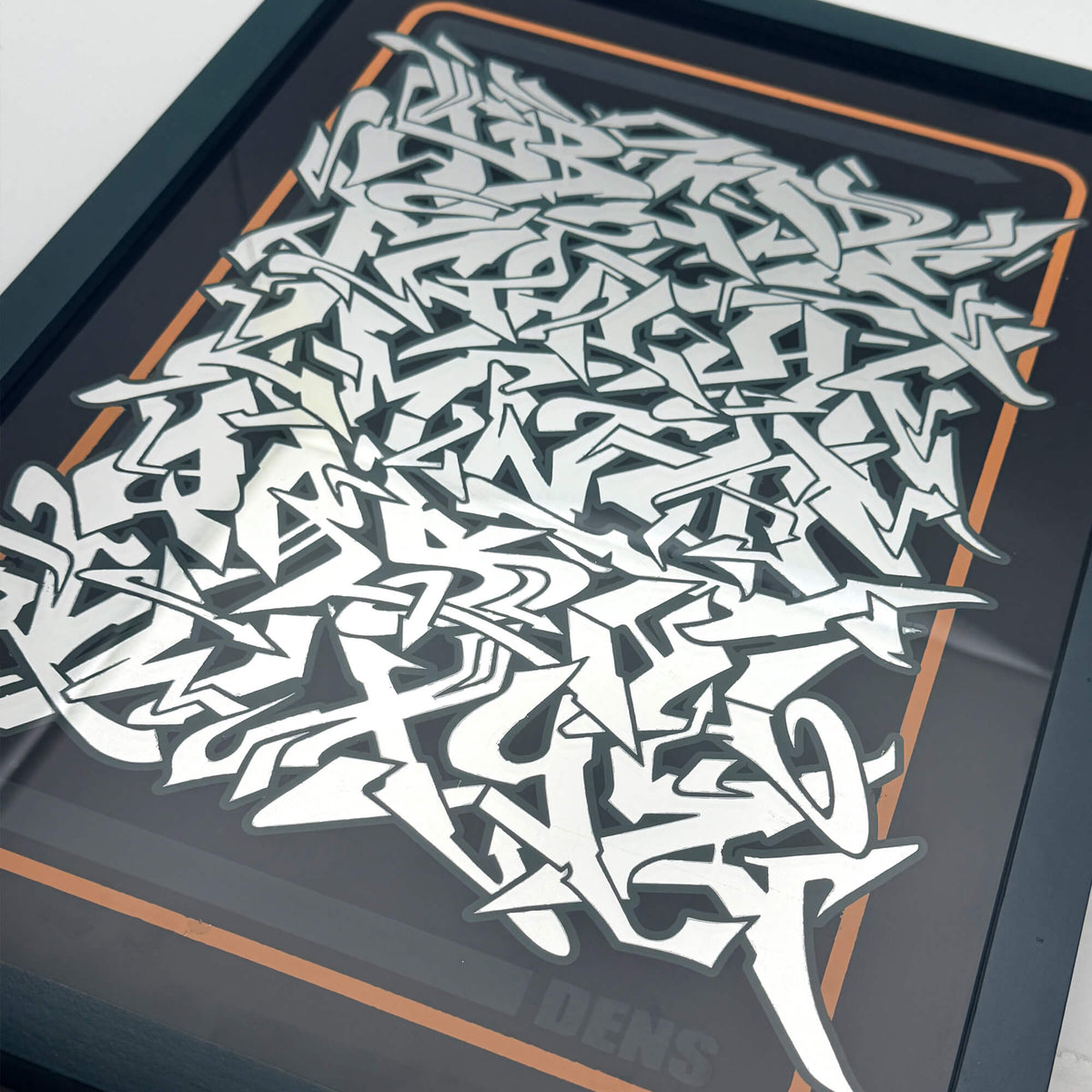 Silver leaf wild style graffiti Alphabet - Framed