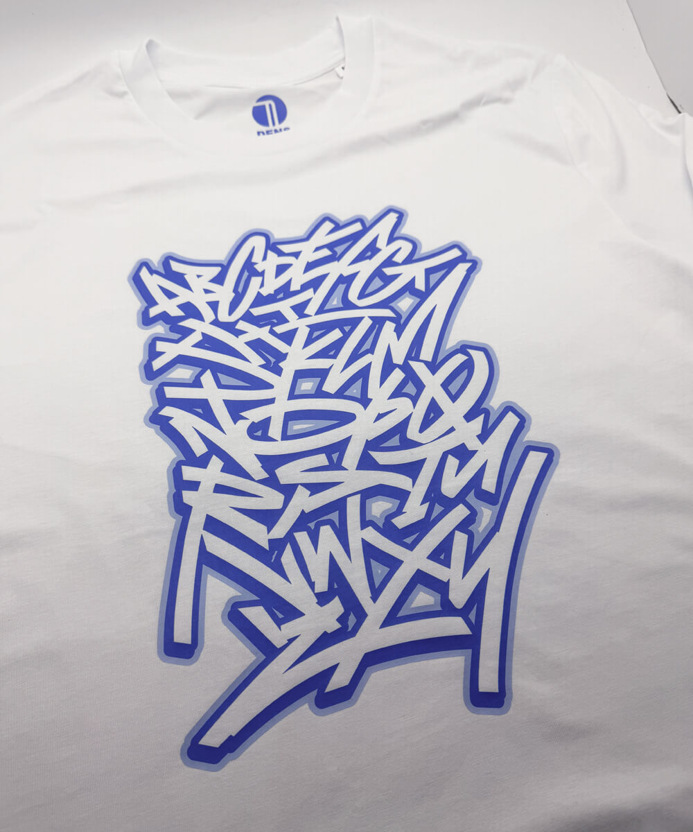 Graffiti Alphabet - Blue on White T-shirt