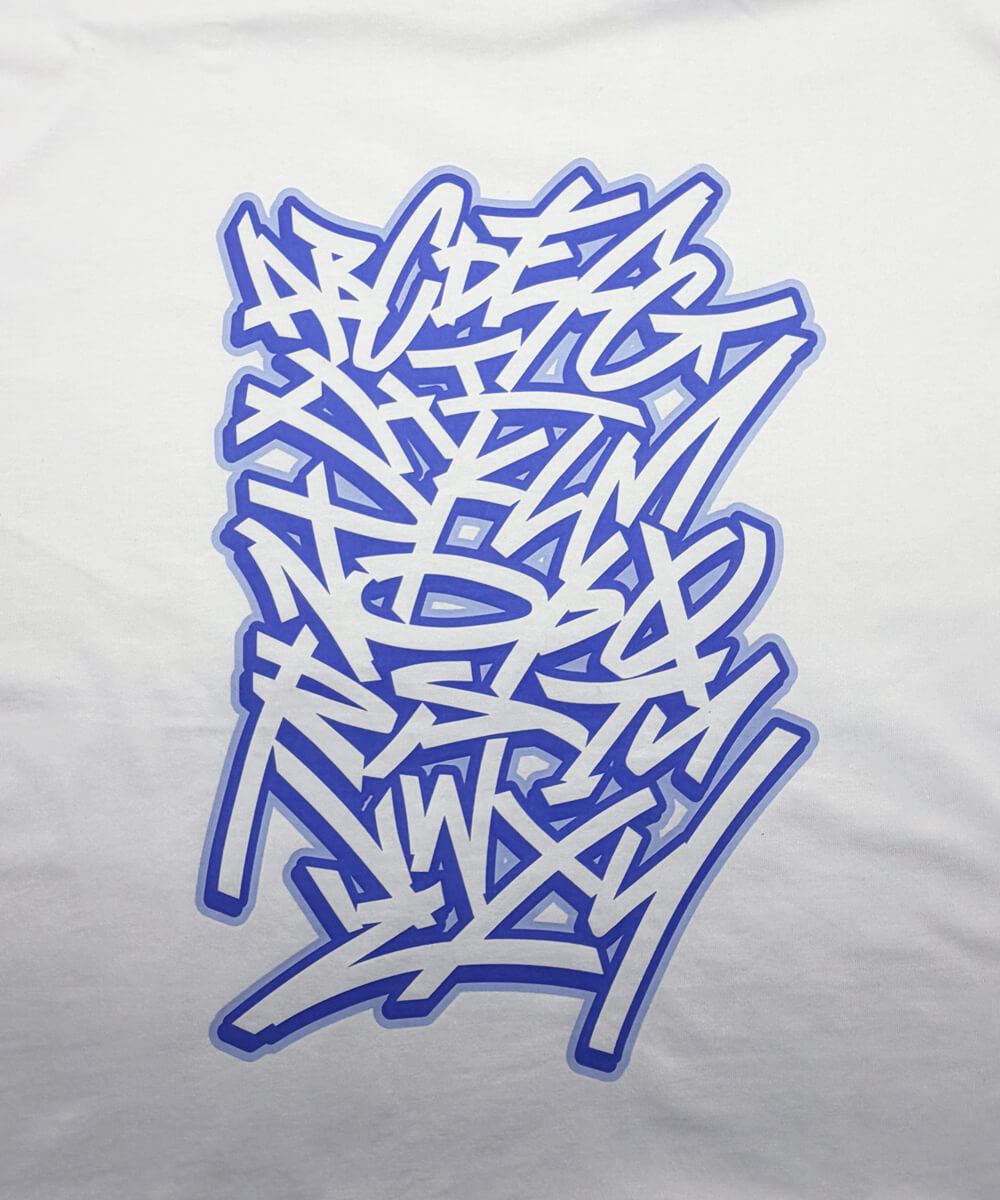 Graffiti Alphabet - Blue on White T-shirt