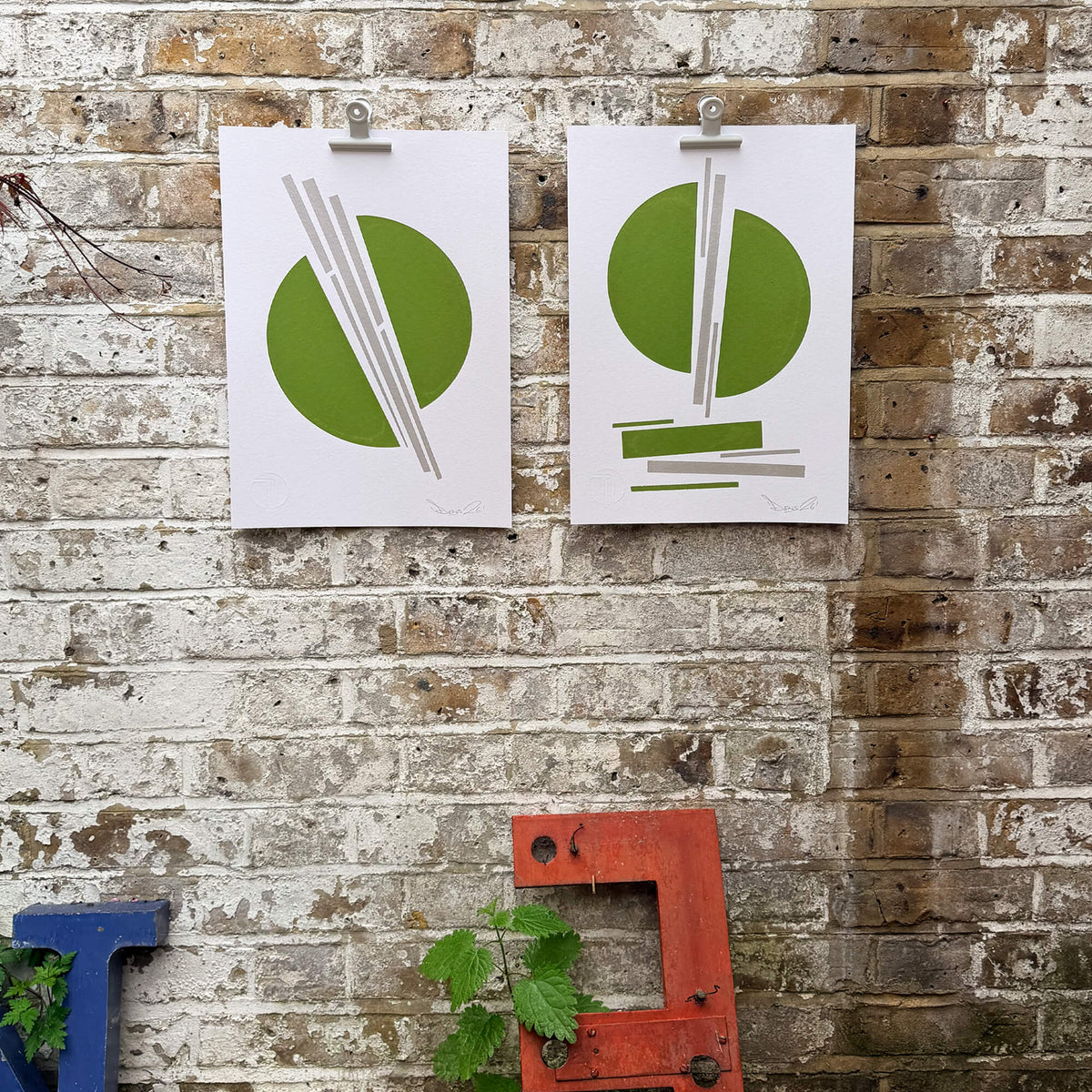 Green Silver Circles V2 - Screen Print