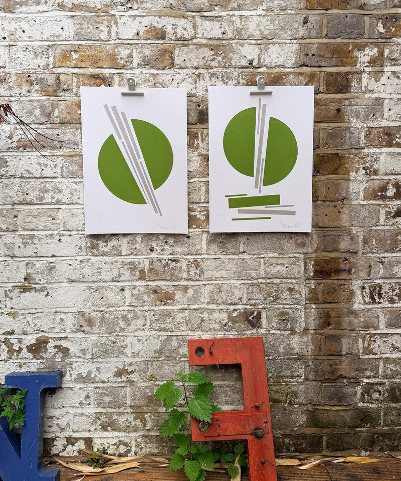 Green Silver Circles V2 - Screen Print