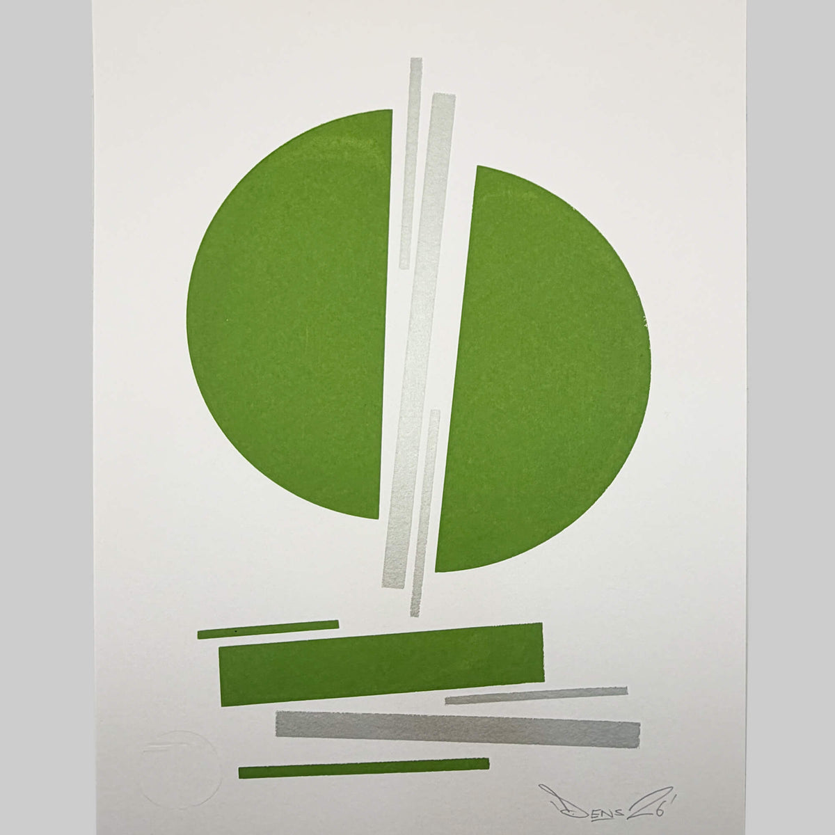 Green and Silver Circles - Screen Print