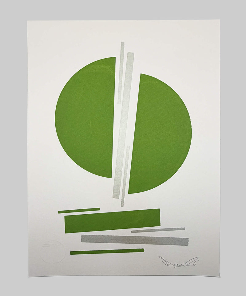 Green and Silver Circles - Screen Print
