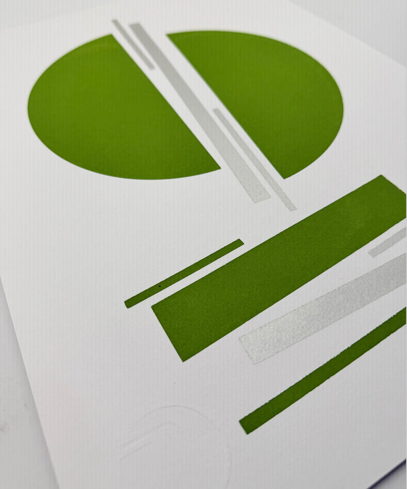 Green and Silver Circles - Screen Print