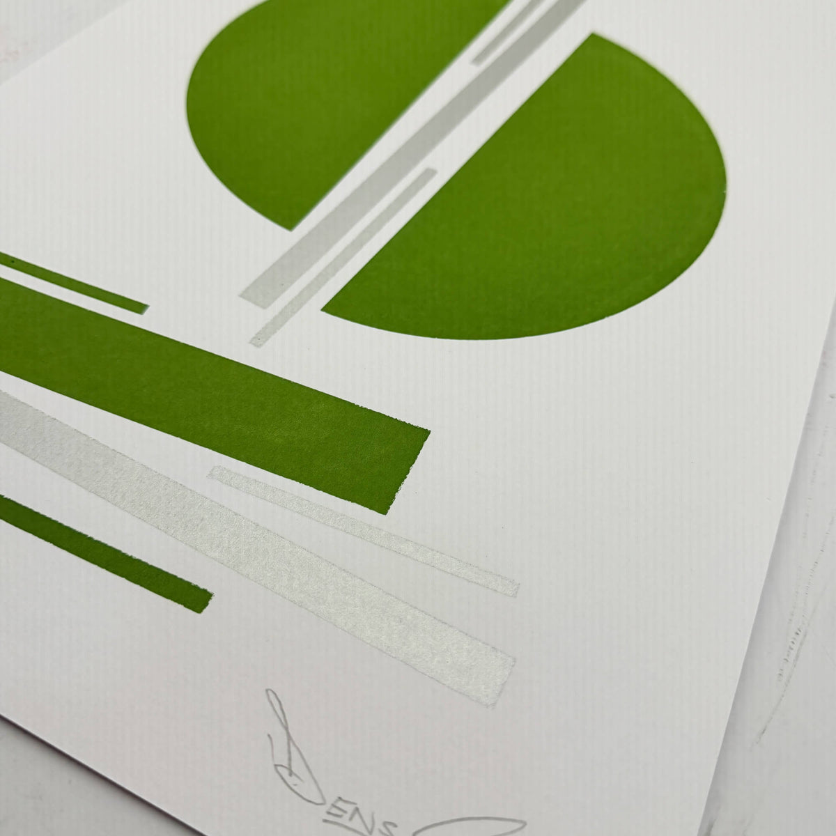 Green and Silver Circles - Screen Print