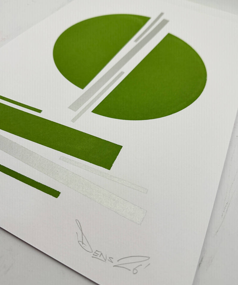 Green and Silver Circles - Screen Print