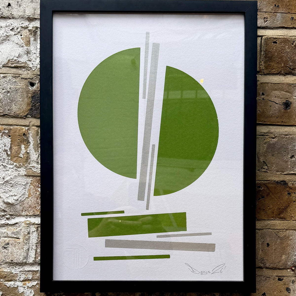 Green and Silver Circles - Screen Print