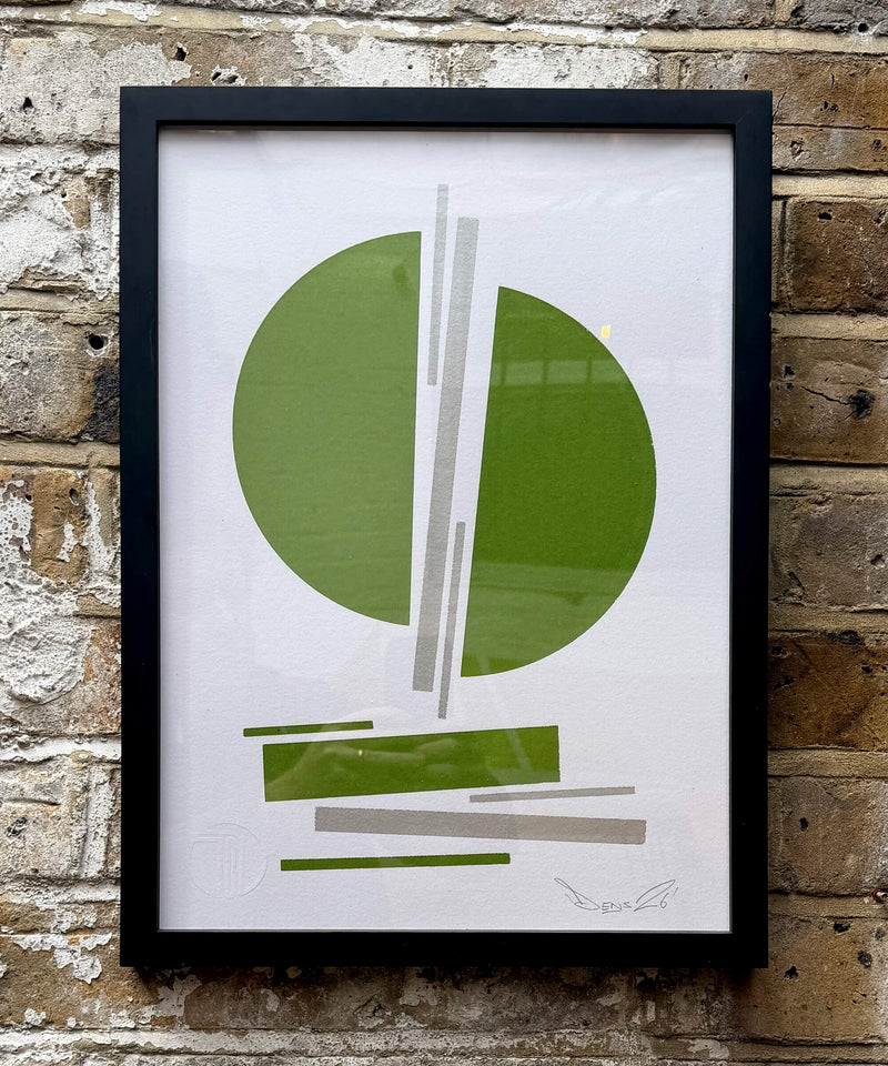 Green and Silver Circles - Screen Print