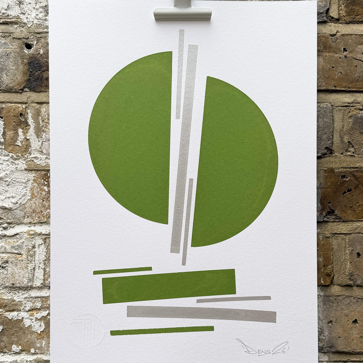 Green and Silver Circles - Screen Print