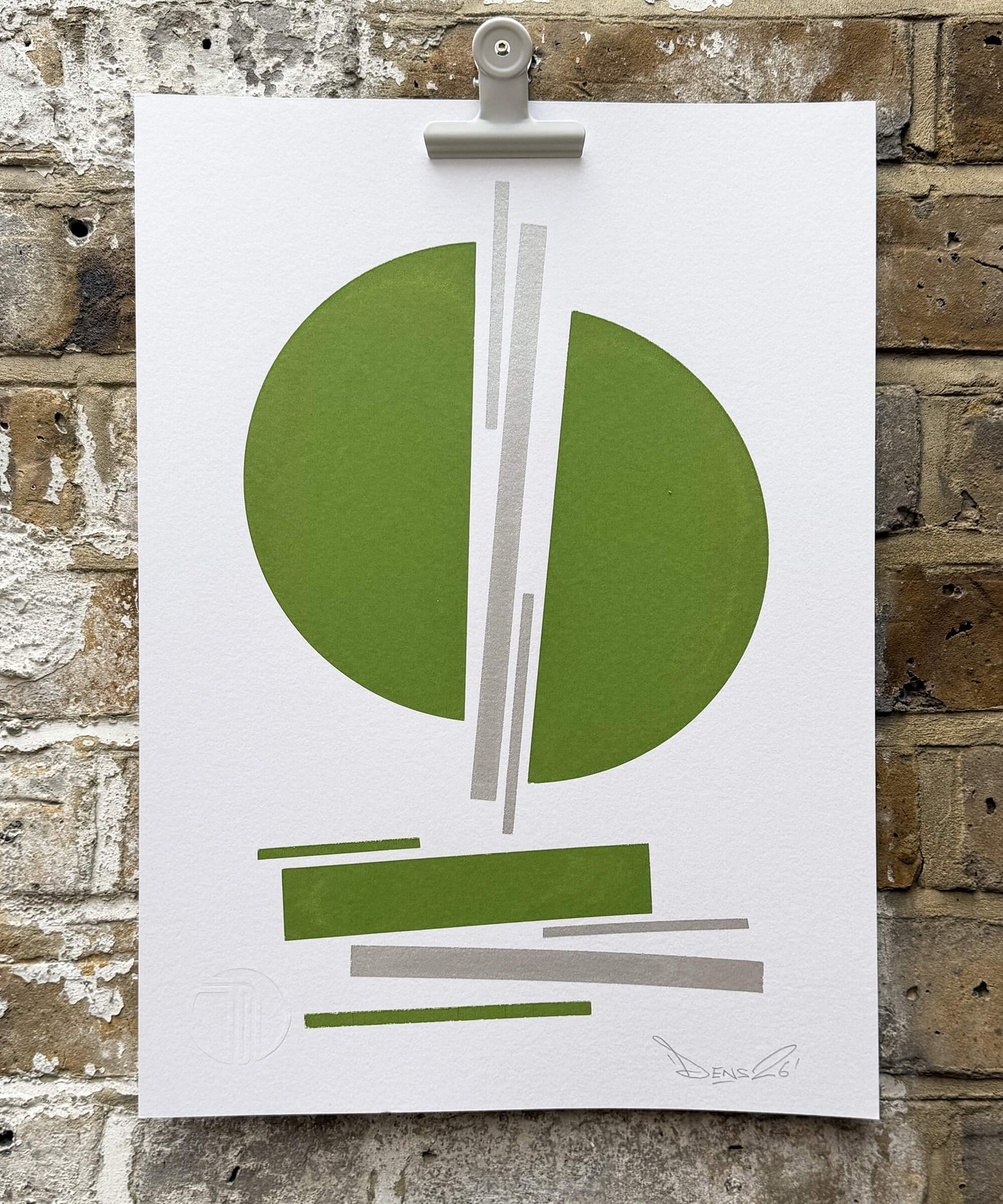 Green and Silver Circles - Screen Print