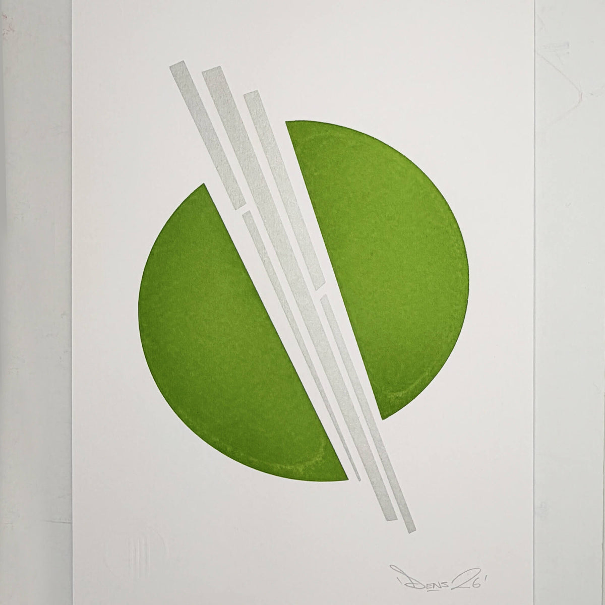 Green Silver Circles V2 - Screen Print