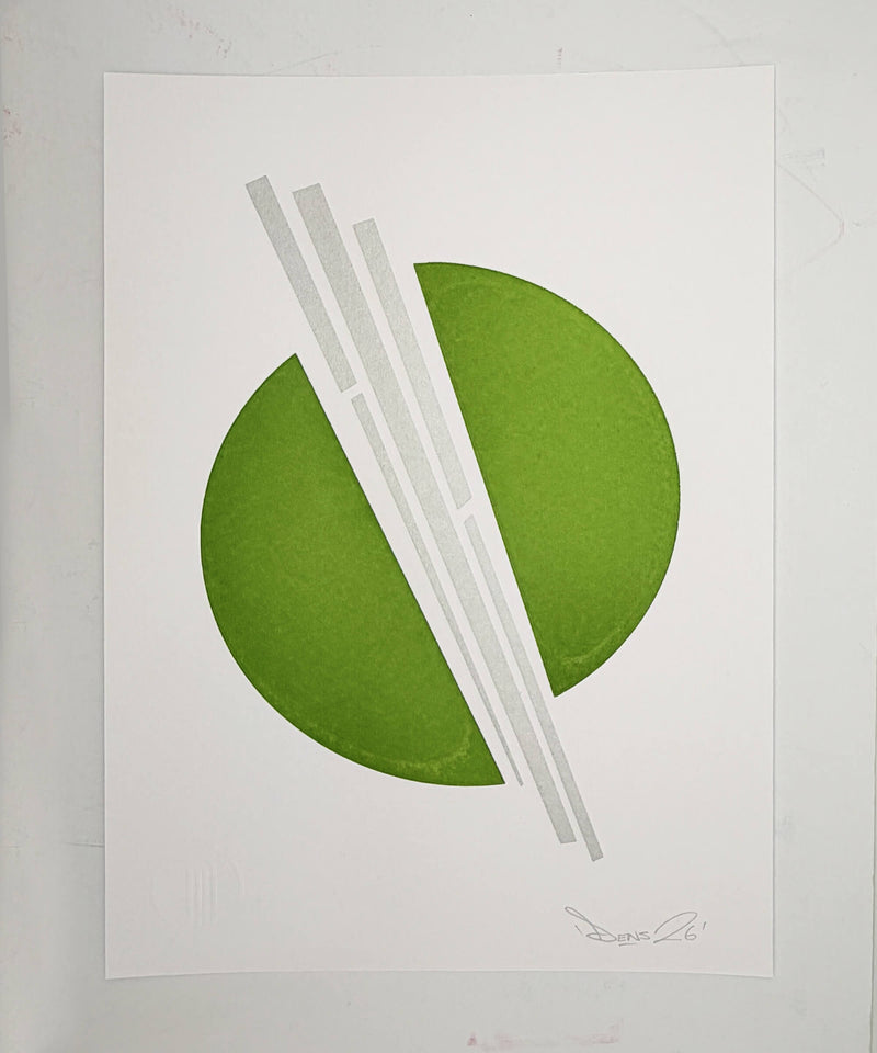 Green Silver Circles V2 - Screen Print
