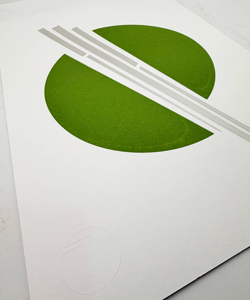 Green Silver Circles V2 - Screen Print
