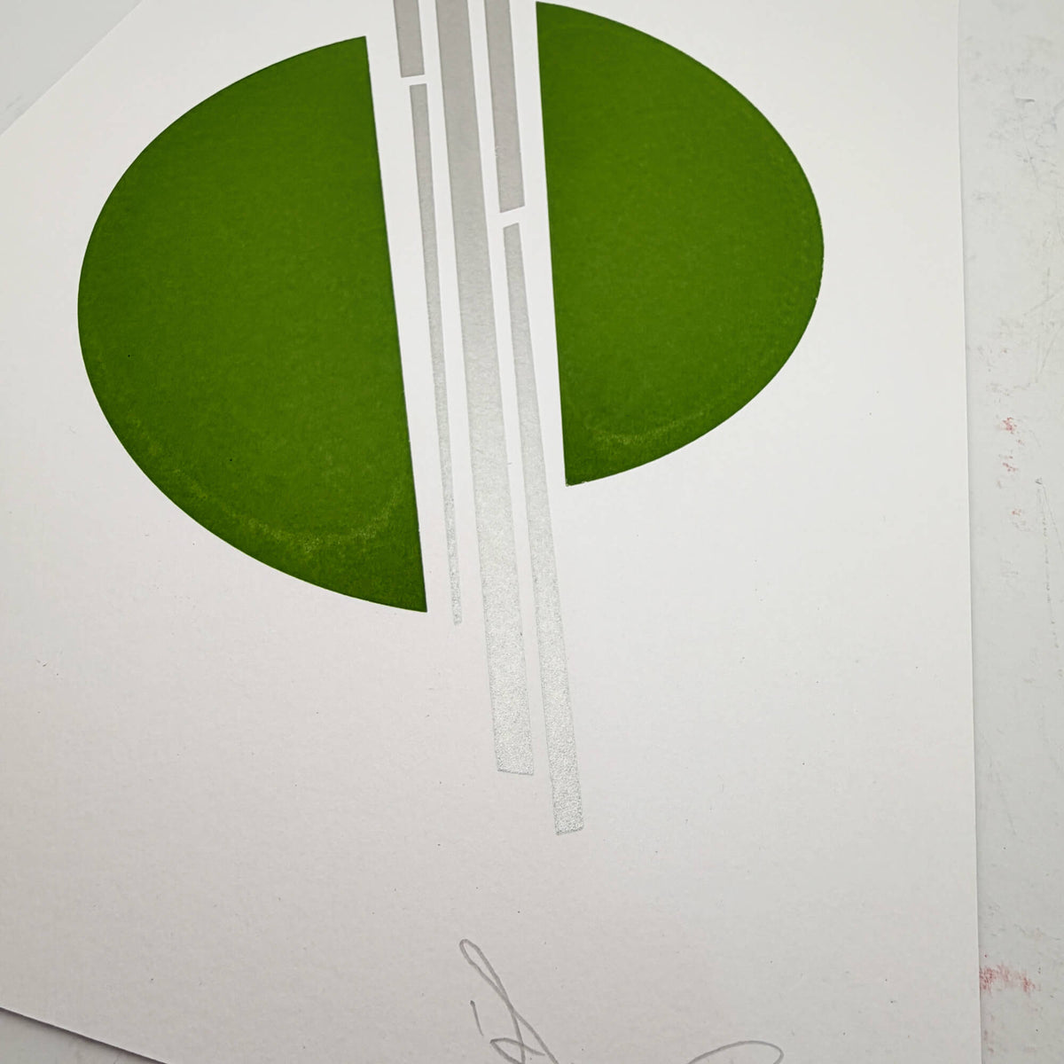 Green Silver Circles V2 - Screen Print