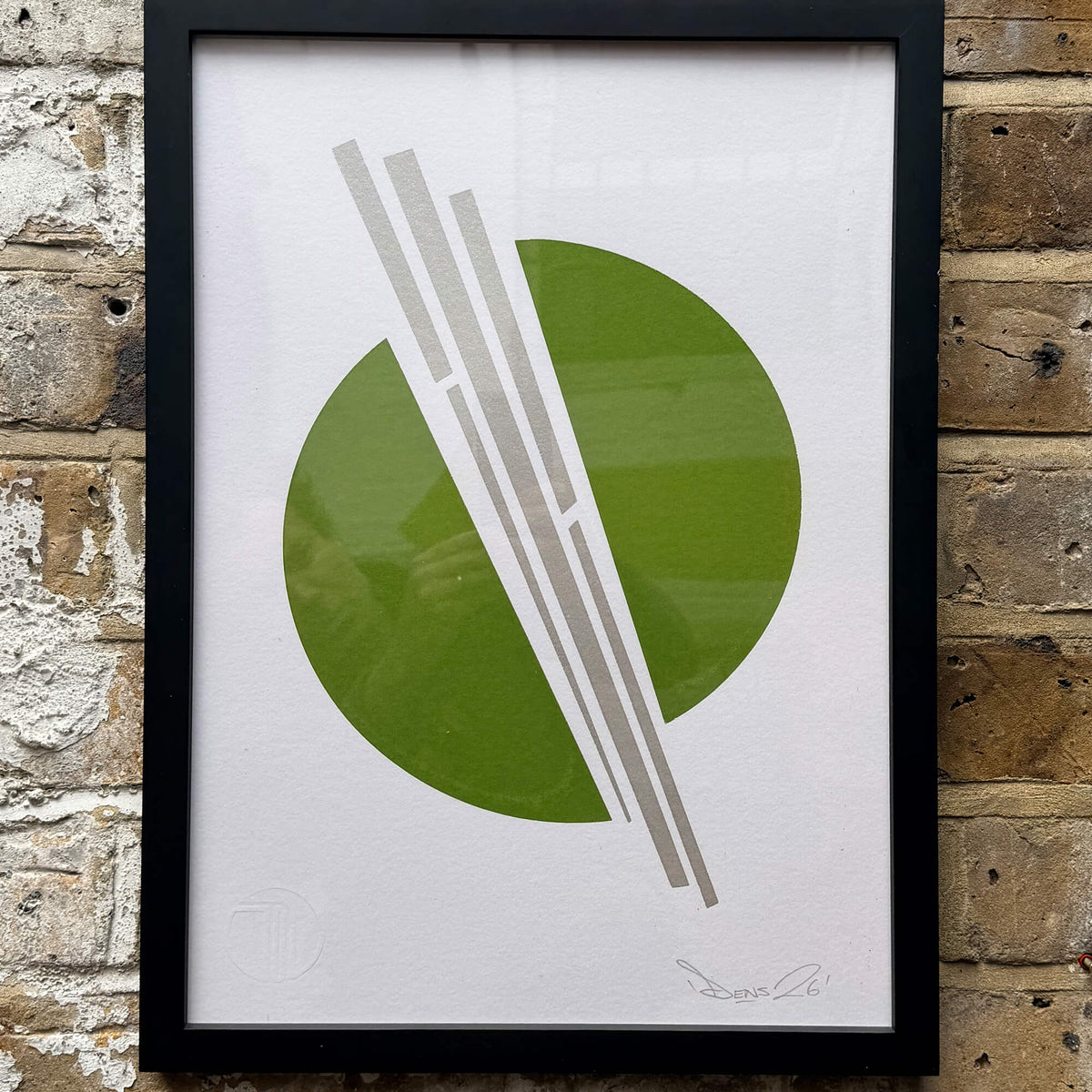Green Silver Circles V2 - Screen Print