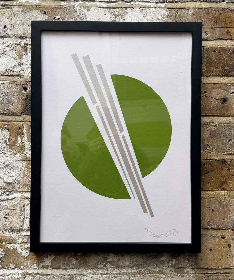 Green Silver Circles V2 - Screen Print