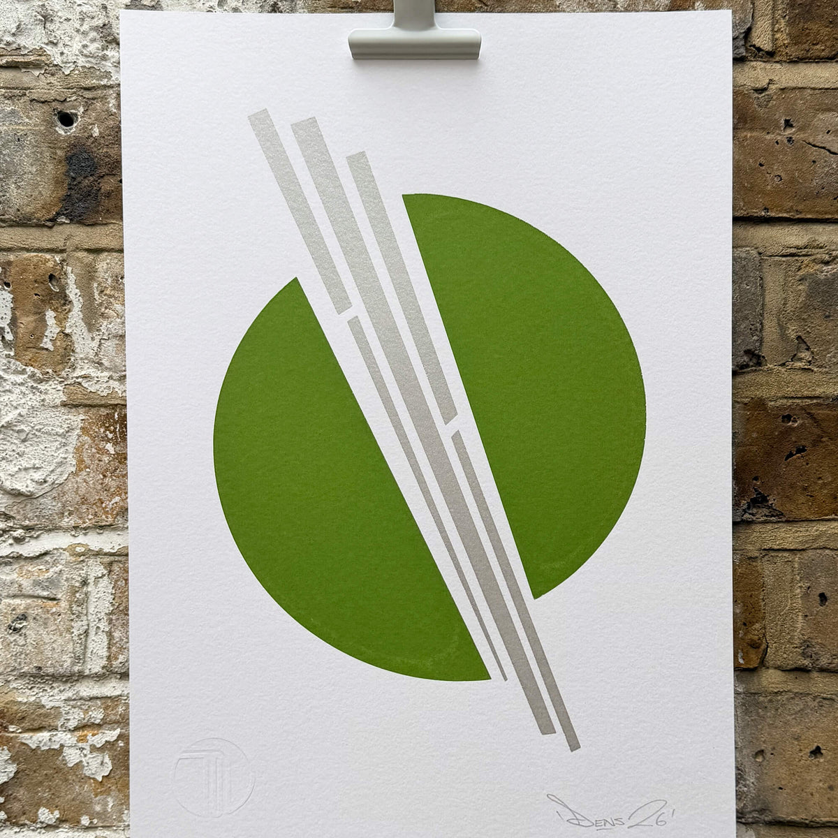 Green Silver Circles V2 - Screen Print