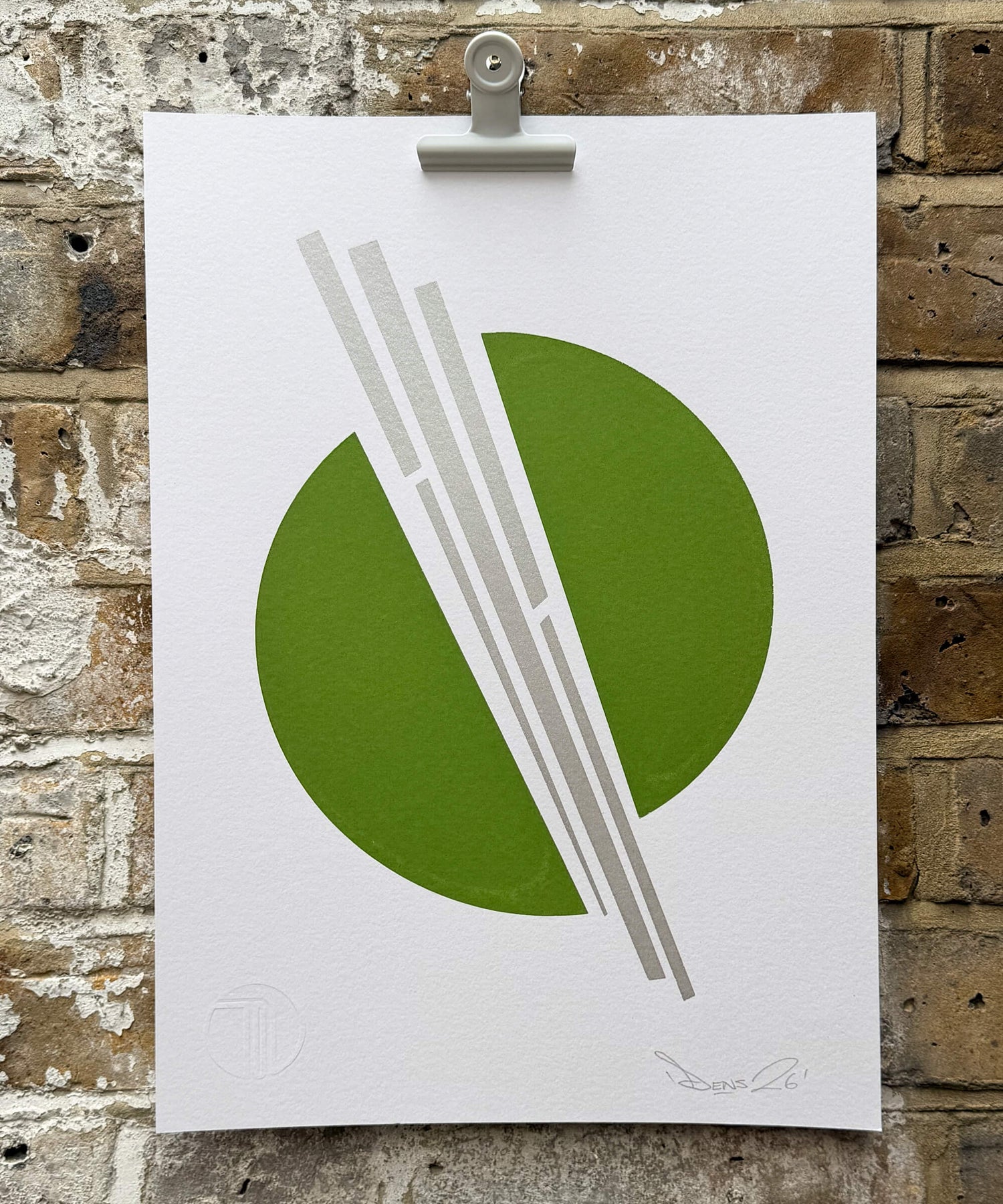 Green Silver Circles V2 - Screen Print