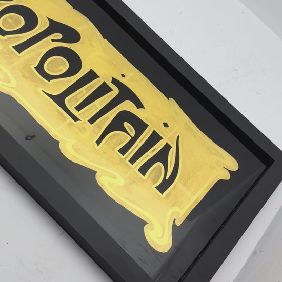 Metropolitan gold Leaf Glass, French metro sign
