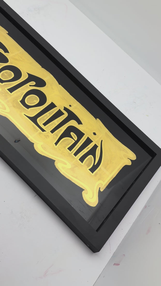 Metropolitan gold Leaf Glass, French metro sign