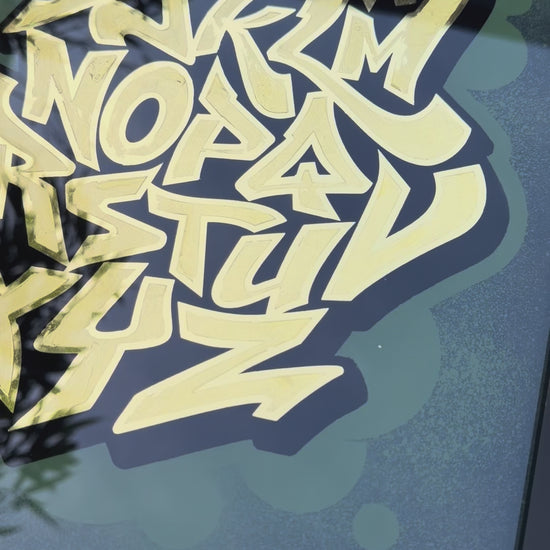 Graffiti Alphabet Gold Leaf Glass