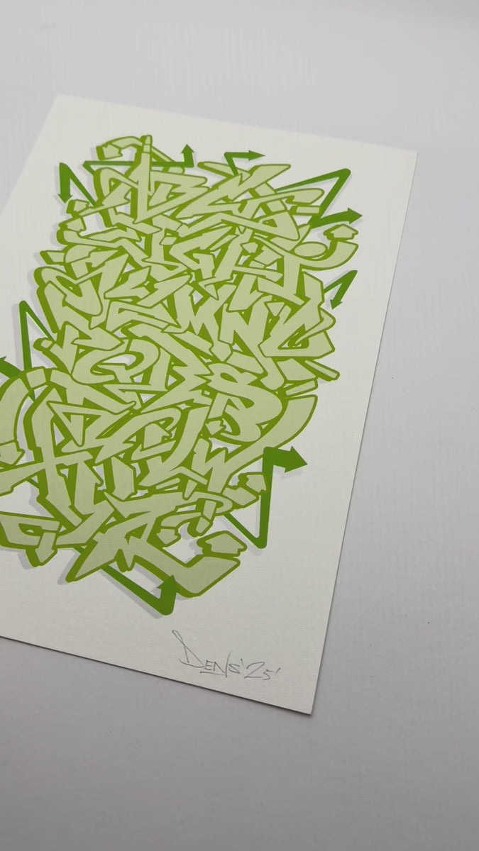 Green Graffiti Alphabet - Signed Fine Art Print on Museum Heritage Paper