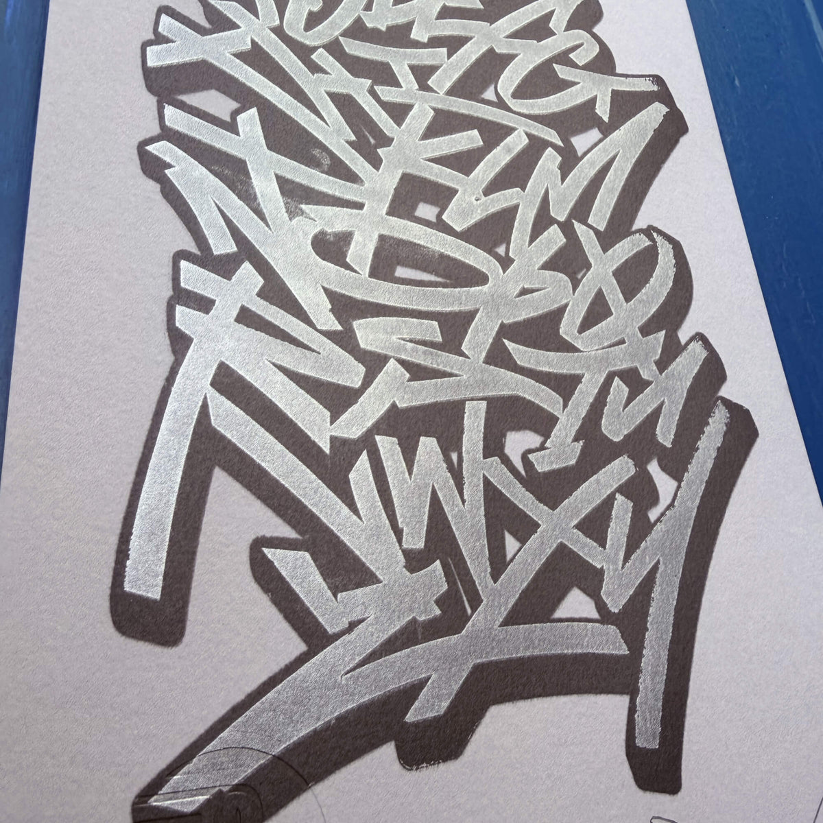 Graffiti Alphabet - Silver and Metallic Grey Screen Print