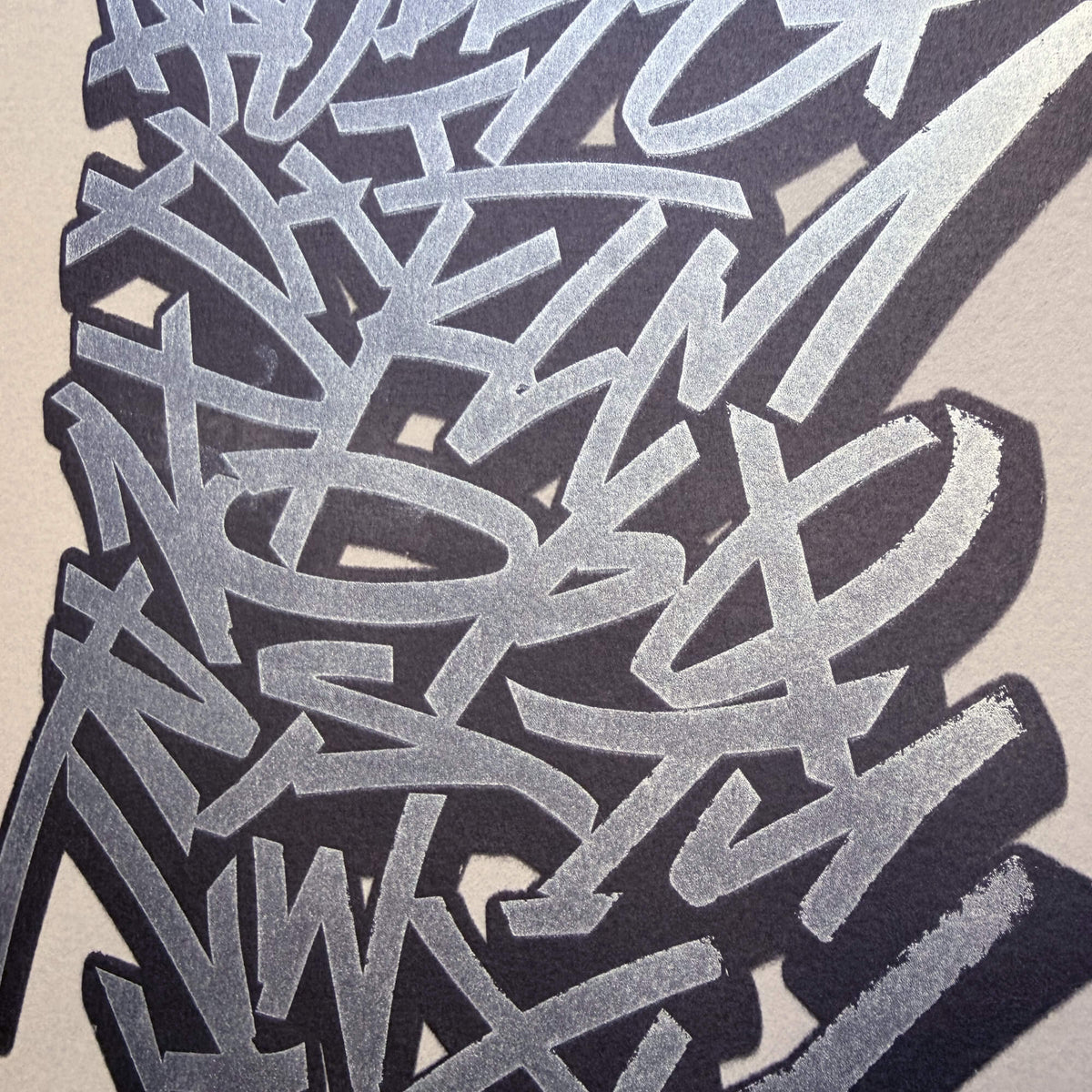 Graffiti Alphabet - Silver and Metallic Grey Screen Print